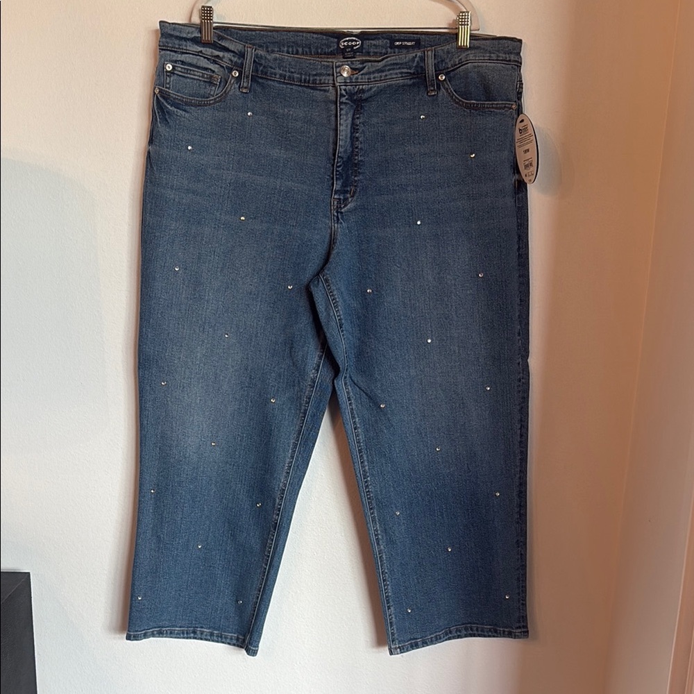 Scoop NYC Embellished Denim Straight Jeans